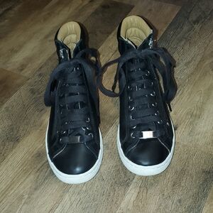 Black High-Top Sneakers with White Soles